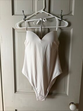 Cream One-Piece Swimsuit with Built-In Cups